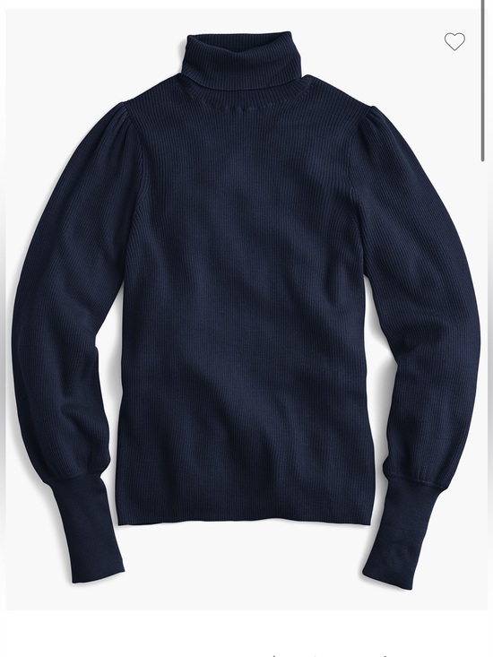 J. Crew Sweaters - J. Crew Merino Wool Navy Turtleneck Ribbed Puff-Sleeve Sweater